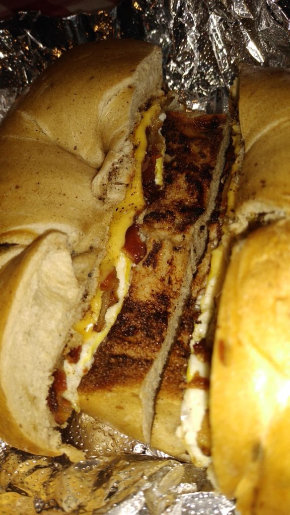 cinnamon raisin bagel bacon egg cheese