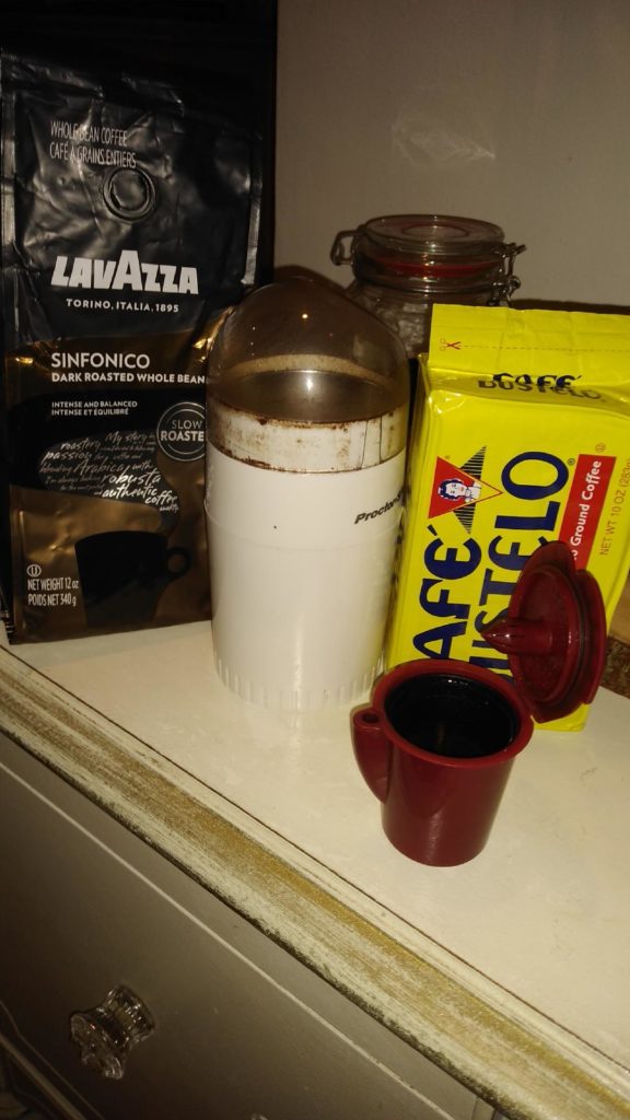 grind your own or ground coffee for filter cup