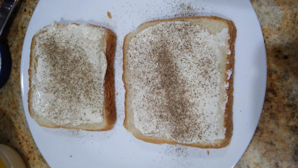 bread with mayonnaise and black pepper